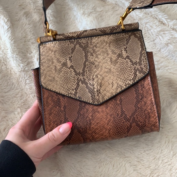 Anthro Snake-Printed Structured Crossbody Bag - Picture 2 of 5